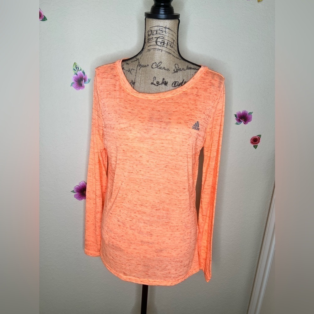 Adidas Lightweight Heathered Orange Top